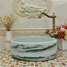 5Cgo【宅神】景德鎮陶瓷藝術臺上盆民宿酒店創意洗手盆景德鎮圓形洗臉盆面盆家用面盆t626941713484 歷史價格詳細信息