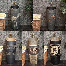 立柱式洗臉盆不鏽鋼立柱盆戶外庭院立柱洗手盆一體落地式洗手臺池 歷史價格詳細信息