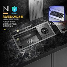 隱形吧檯304不鏽鋼水槽黑色隱藏式中島臺一體式單槽帶蓋板洗杯器 歷史價格詳細信息