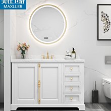 美式浴室櫃輕奢洗手檯櫃復古化妝室橡木洗漱盆櫃一體別墅高檔置地式 歷史價格詳細信息