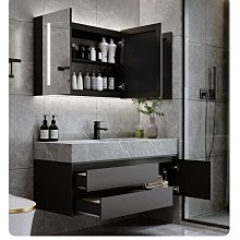 現貨巖板一體盆浴室柜組合落地式衛生間洗漱臺實木洗臉盆衛浴柜洗臺簡約 歷史價格詳細信息