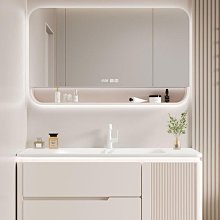 現貨巖板一體盆浴室柜組合落地式衛生間洗漱臺實木洗臉盆衛浴柜洗臺簡約 歷史價格詳細信息