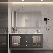 現貨簡約現代大理石雙盆洗盆免釘落地式衛生間洗漱臺盆柜組合洗臉盆簡約 歷史價格詳細信息