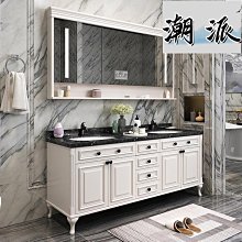 美式浴室櫃輕奢洗手檯櫃復古化妝室橡木洗漱盆櫃一體別墅高檔置地式 歷史價格詳細信息