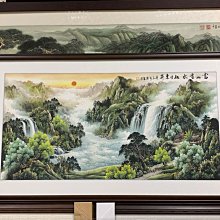 [ 丁銘畫廊 ] 旭日東昇-靠山圖 - 帶財 進財圖 -步步高升- 事事有出路-山水畫-純手工畫-油畫原作品-含裱框價格 歷史價格詳細信息