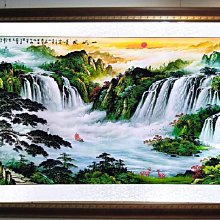 『府城畫廊-手繪國畫』山水畫－右流－聚財湖－旭日東昇－90x170－(含框價)－已售出，接受訂單 歷史價格詳細信息