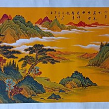 仿古山水畫錢松巖夢筆生花絲綢畫卷軸畫國畫辦公室風水畫黃山招財 歷史價格詳細信息