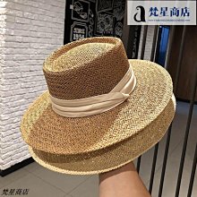 草帽 夏天草帽子女平顶平沿欧美英伦复古法式黑白花边遮阳防晒明星同款~熱銷 歷史價格詳細信息