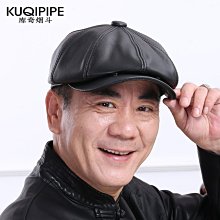 中老年人秋冬季真皮鴨舌帽子男保暖棉復古前進牛皮帽加厚貝雷帽潮 歷史價格詳細信息