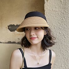 網紅空頂遮陽帽子女夏防曬遮臉無頂拉菲草帽沙灘草編織鴨舌太陽帽-佳藝居 歷史價格詳細信息