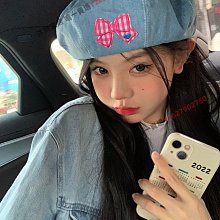 牛仔格子貝雷帽女春秋ins潮百搭日系復古蓓蕾帽子秋冬韓版畫家帽#促銷 #現貨 #可開發票 歷史價格詳細信息