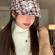 可愛刺繡小貝雷帽女夏款薄款針織大頭圍百搭新款八角韓系帽子女 歷史價格詳細信息