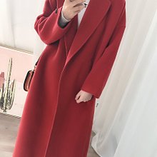 紅色雙面羊絨大衣女冬裝新款秋冬季小個子牛角扣加厚毛呢外套 歷史價格詳細信息