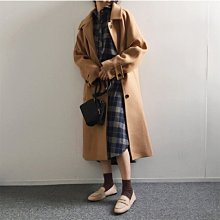 【Nina SHOP】韓國輕熟 設計感復古英倫風中長格紋雙面呢斗篷大衣 歷史價格詳細信息