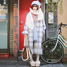 【Nina SHOP】韓國輕熟 設計感復古英倫風中長格紋雙面呢斗篷大衣 歷史價格詳細信息