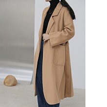 100%羊毛 法式大翻領 連帽水波紋 雙面羊絨大衣 顯瘦毛呢外套 駝色 韓系 正韓風格 SISTERXOXO KOREA 歷史價格詳細信息