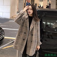 MIKI精品秋裝新款 女裝 韓版 時尚長袖 雙排扣西裝領 格子中長款 風衣女外套 過膝英倫風 秋天外套 韓版大衣女A9 歷史價格詳細信息