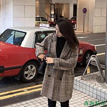MIKI精品【韓版呢子大衣】氣質呢子大衣女收腰韓版中年媽媽秋冬裝格子毛呢外套中長款過膝 歷史價格詳細信息