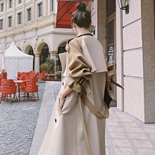 風衣大衣長款外套-撞色繫帶雙排扣高腰女外套2色73yt17【巴黎精品】 歷史價格詳細信息