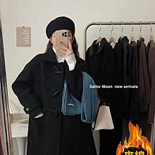 牛角扣呢子大衣女秋冬季灰色毛呢外套中長款小個子加厚風衣高級感_佳美優品 歷史價格詳細信息