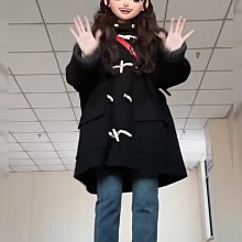 赫本風毛呢外套中長款秋冬季2023新款爆款小個子黑色牛角扣大衣女_佳美優品 歷史價格詳細信息