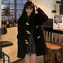 秋季赫本風黑色牛角扣大衣外套女秋冬2023新款韓系加厚中長款毛呢_佳美優品 歷史價格詳細信息