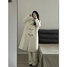 牛角扣呢子大衣女秋冬季灰色毛呢外套中長款小個子加厚風衣高級感_佳美優品 歷史價格詳細信息