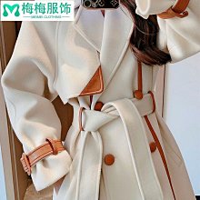 熱賣 呢子外套 毛呢大衣 駝色高級感雙面呢子大衣 女小個子秋冬季中長款寬松時尚毛呢外套潮~梅梅服飾 歷史價格詳細信息