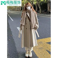 毛呢外套女 中長款秋冬裝年新款韓版緊身千鳥格毛呢大衣粗花呢~~微微服飾 歷史價格詳細信息