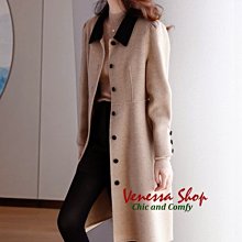 VENESSA~ MO 新款 精緻高端 法式優雅 純手工雙面呢高支羊毛 俐落短版圓領外套 兩色 (V1285) 歷史價格詳細信息