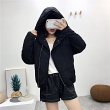 Lollipopsweetie 韓版保暖斜拉鍊個性連帽麵包服/棉外套（現貨）-白色/黑色 歷史價格詳細信息