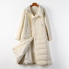 專櫃特賣  高充絨量～225克白鴨絨 寬鬆長版羽絨服（白色L） 歷史價格詳細信息