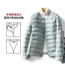 羽絨服 輕薄羽絨服 無領菱形格輕薄羽絨服女輕便超薄款內外穿內膽大碼V領中老年短款 歷史價格詳細信息