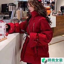 羽絨服 紅袖高級感大牌羽絨服冬季新款女裝正肩雙拉鏈立領連帽長外套 歷史價格詳細信息