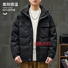 男連帽羽絨服沖鋒衣冬季新款工裝多兜設計感小眾貼標情侶裝派克服 歷史價格詳細信息