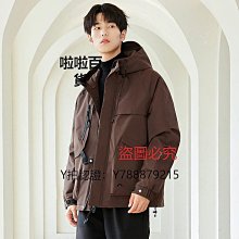 男連帽羽絨服沖鋒衣冬季新款工裝多兜設計感小眾貼標情侶裝派克服 歷史價格詳細信息