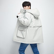男裝羽絨服冬季中長款加厚90% 白色鴨絨羽絨服男連帽時尚純色派剋大衣BAXN 歷史價格詳細信息