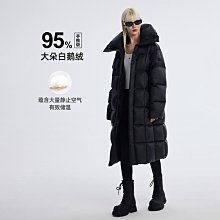 羽絨服 [黑金極寒系列]詩篇女裝冬季簡約寬松連帽中長款鵝絨服羽絨服 歷史價格詳細信息
