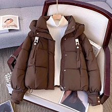 韓版連帽羽絨服女秋冬2022新款復古休閑寬松短款輕薄白鴨絨外套潮-時尚女裝 歷史價格詳細信息