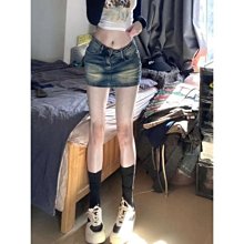 辣妹防走光牛仔半身裙女裝 2024夏季設計感高腰顯瘦包臀裙 小個子A字短裙 時尚裙子 歷史價格詳細信息