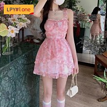粉色吊帶碎花連衣裙女夏季新款仙女氣質修身顯瘦收腰長款裙子 歷史價格詳細信息