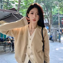 v領假兩件開衫女雙排扣設計2024春秋款可外穿針織衫女 曲珠開衫女 歷史價格詳細信息