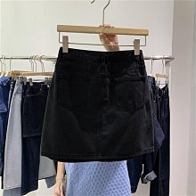 裙子 2024夏季新款韓版高腰顯瘦a字裙黑色牛仔短裙女學生包臀裙半身裙 歷史價格詳細信息