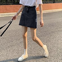 001牛仔半身裙女做舊高腰a字短裙夏季女日系褲子短款包臀裙 歷史價格詳細信息