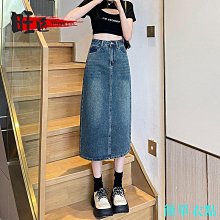 半身裙 開叉長裙 牛仔裙 不規則波浪開叉牛仔半身裙 女夏季 復古高腰a字中長款 包臀魚尾裙子 歷史價格詳細信息