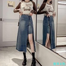 辣妹側開叉牛仔半身裙女2024夏季新款韓版復古設計感高腰A字裙子 歷史價格詳細信息