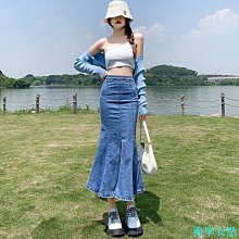 魚尾牛仔半身裙女夏2023年新款小個子設計感高腰a字短裙包臀裙子-哈囉好物 歷史價格詳細信息