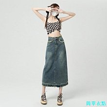 牛仔半身裙S-XL新款夏季高腰修身顯瘦氣質開叉不規則中長包臀裙 牛仔裙 女生長裙 女生裙子 女生半身裙 歷史價格詳細信息