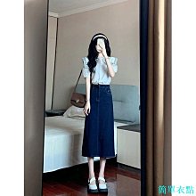 開叉牛仔裙女ins潮小眾毛邊高腰不規則直筒中長a字半身復古包臀裙 歷史價格詳細信息