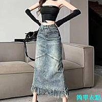 長款百褶拼接大擺時尚A字裙2023年春款後腰鬆緊氣質休閒半身裙 歷史價格詳細信息